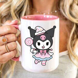 Pink Latte Mug, Girls Cartoon Cup